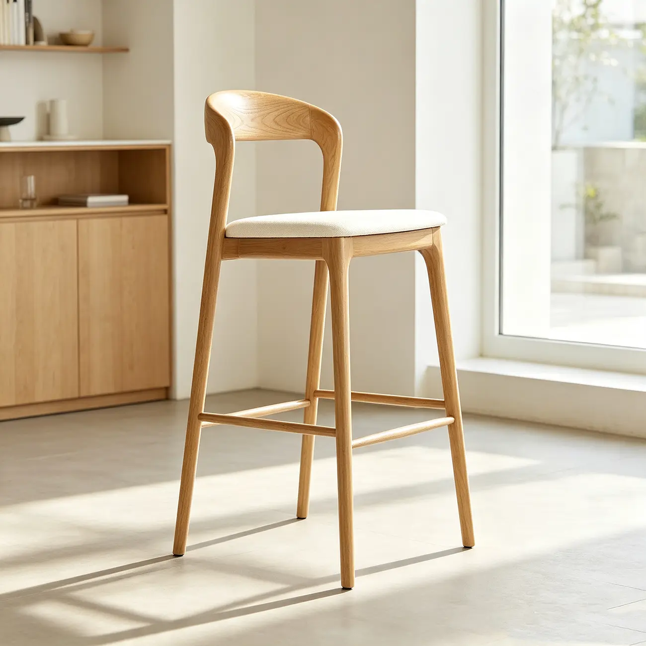Counter Height Upholstered Armless Solid Wood Bar Stools Image - 9 | homeyfad