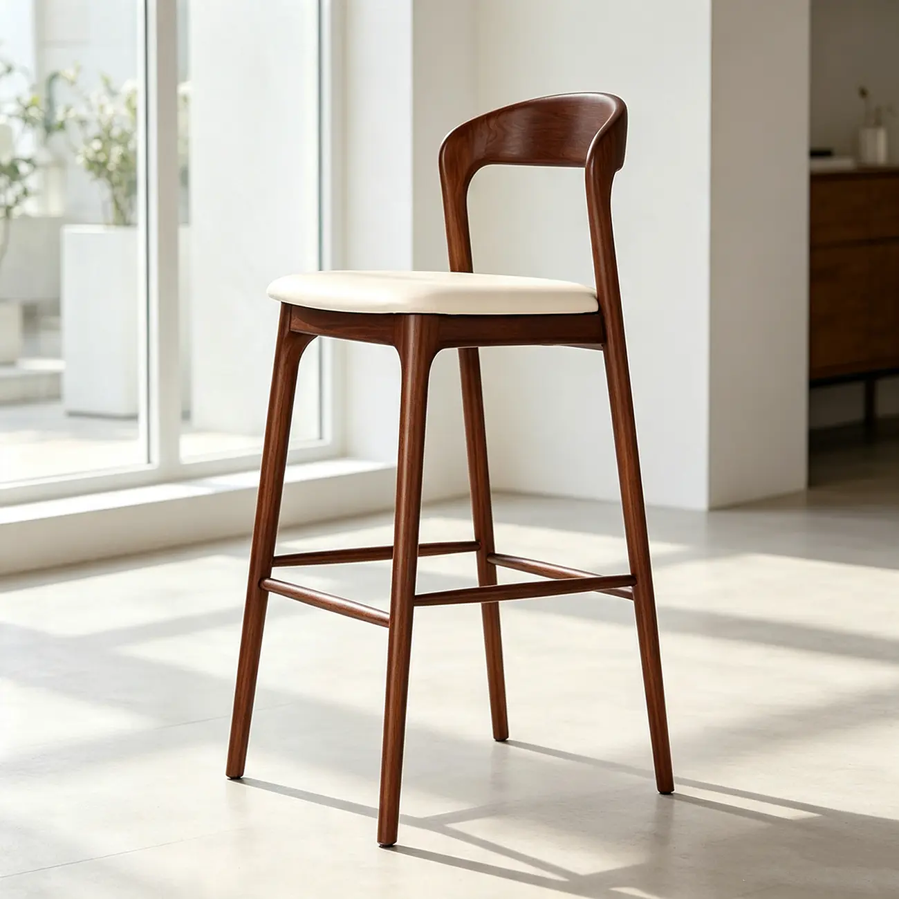 Counter Height Upholstered Armless Solid Wood Bar Stools Image - 10 | homeyfad