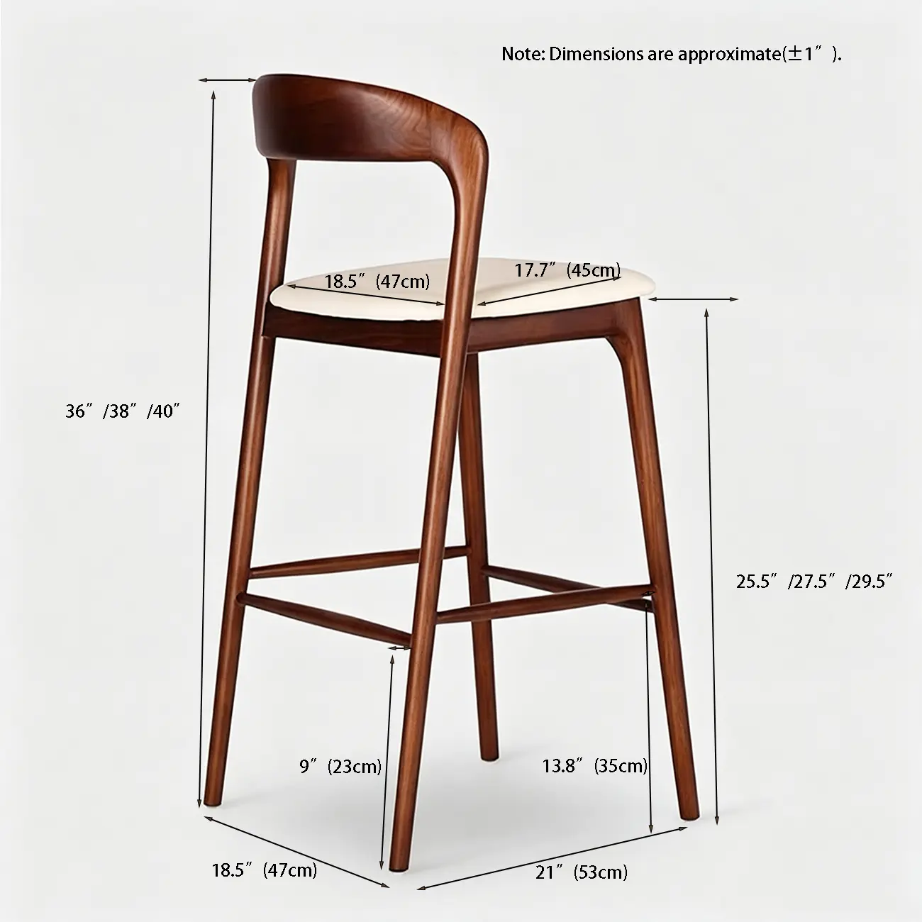 Counter Height Upholstered Armless Solid Wood Bar Stools #size | homeyfad