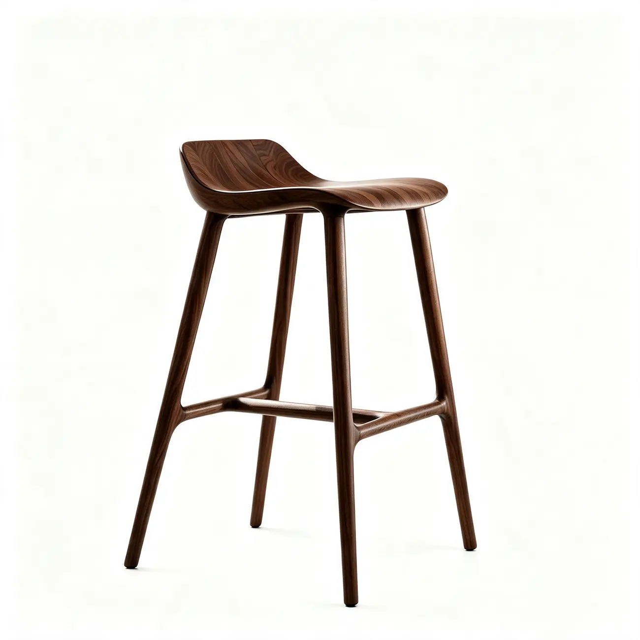 Scandinavian Saddle Brown Solid Wood Armless Bar Stools Image - 10 | homeyfad