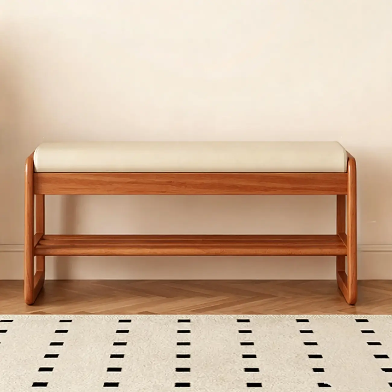 Modern Black Upholstered Shoe Bench with Storage Shelves Image - 19 | homeyfad