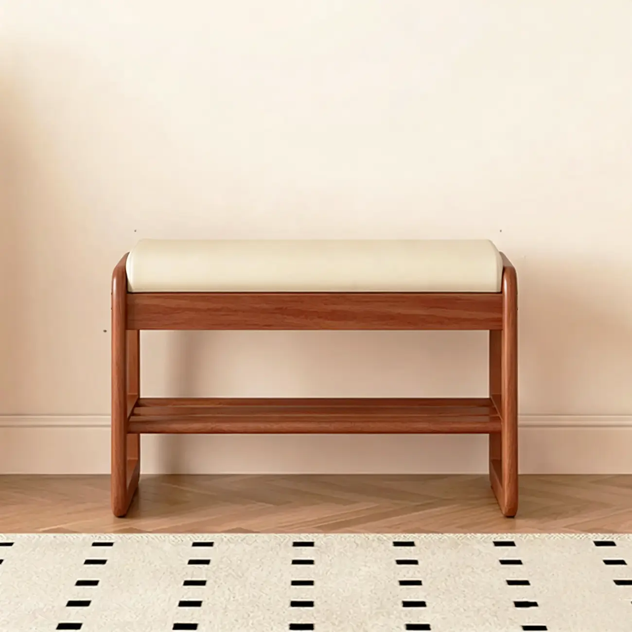 Modern Black Upholstered Shoe Bench with Storage Shelves Image - 18 | homeyfad