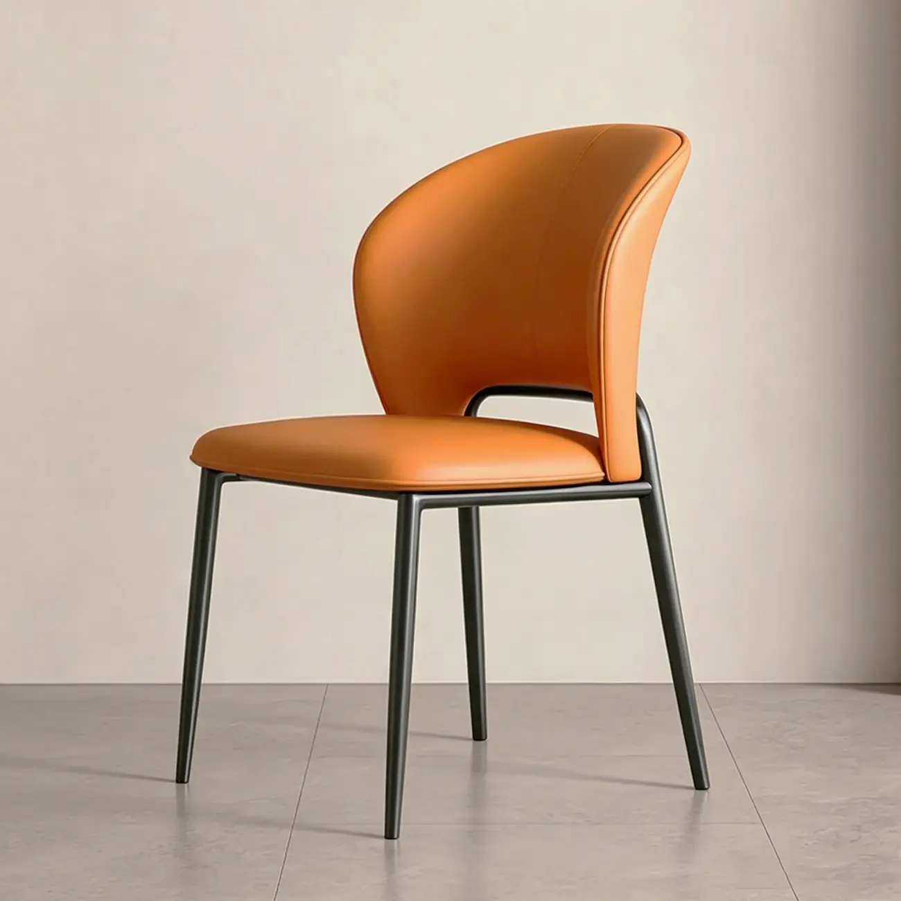 Modern Faux Leather Curved Low Back Dining Chair Image - 14 | homeyfad