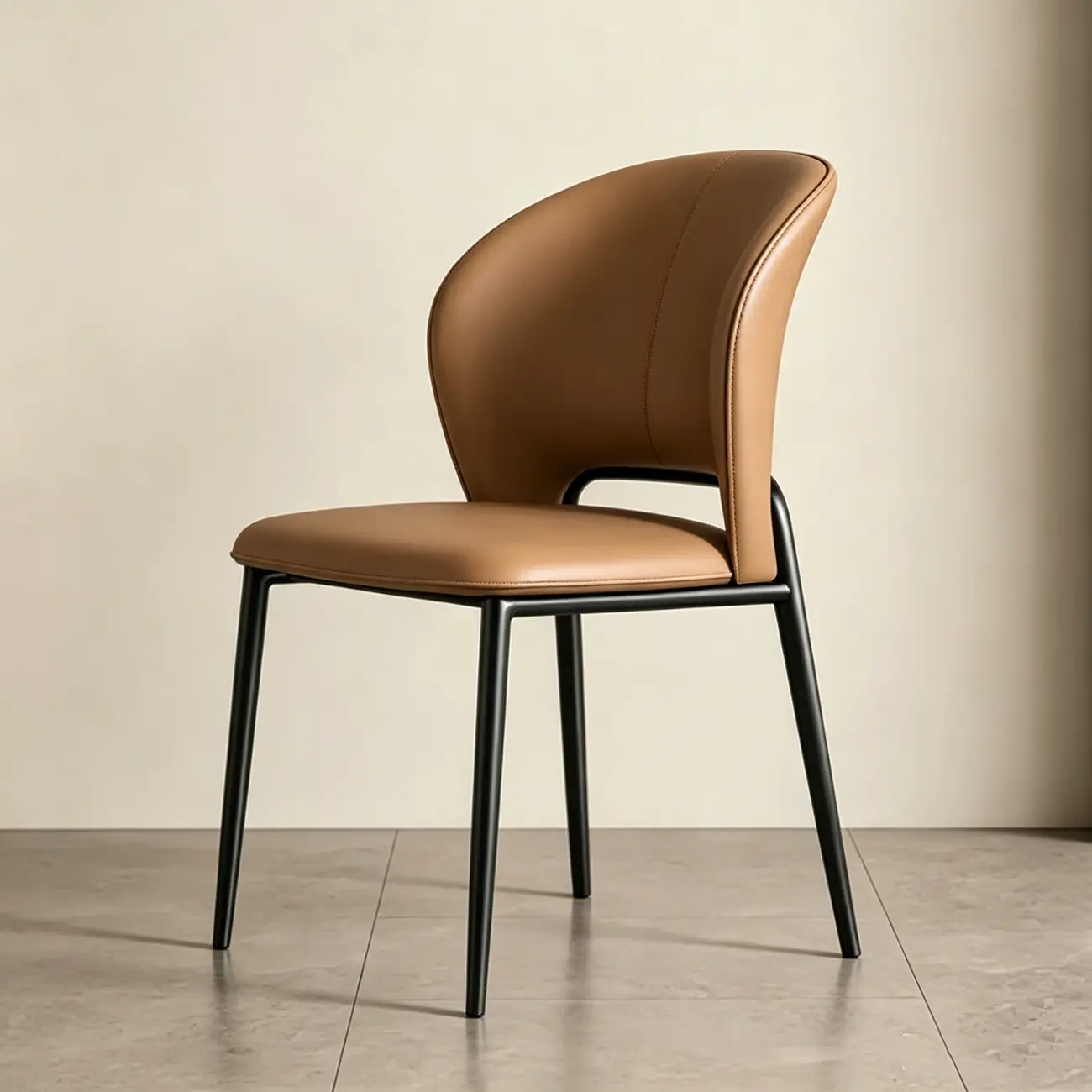 Modern Faux Leather Curved Low Back Dining Chair Image - 16 | homeyfad