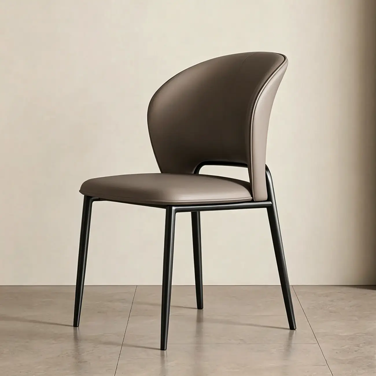 Modern Faux Leather Curved Low Back Dining Chair Image - 15 | homeyfad