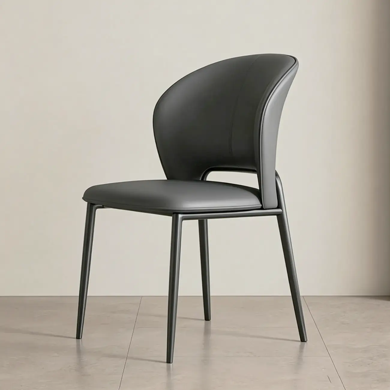 Modern Faux Leather Curved Low Back Dining Chair Image - 13 | homeyfad