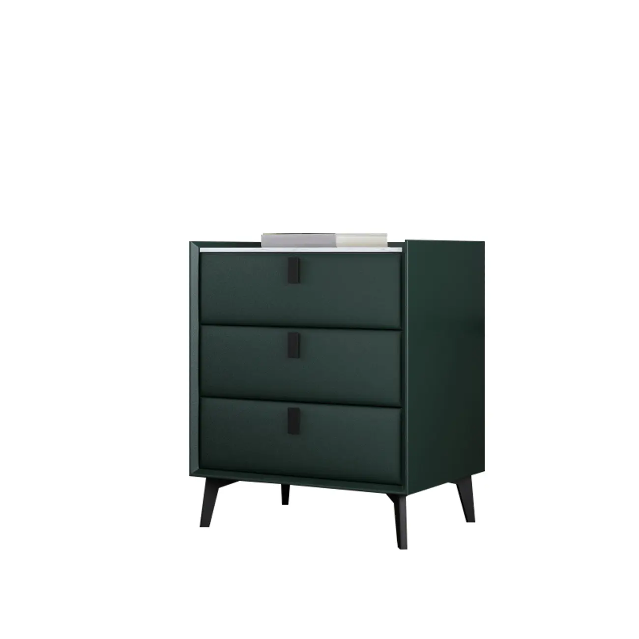 3 Tiers Modern Stone Top Leather Drawers Nightstand Image - 8 | homeyfad