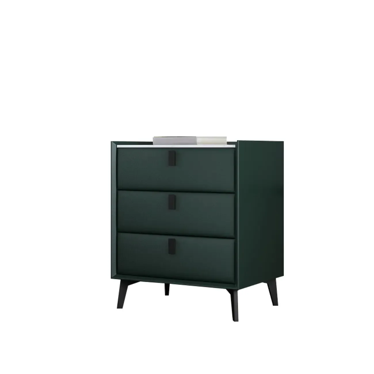 3 Tiers Modern Stone Top Leather Drawers Nightstand Image - 8