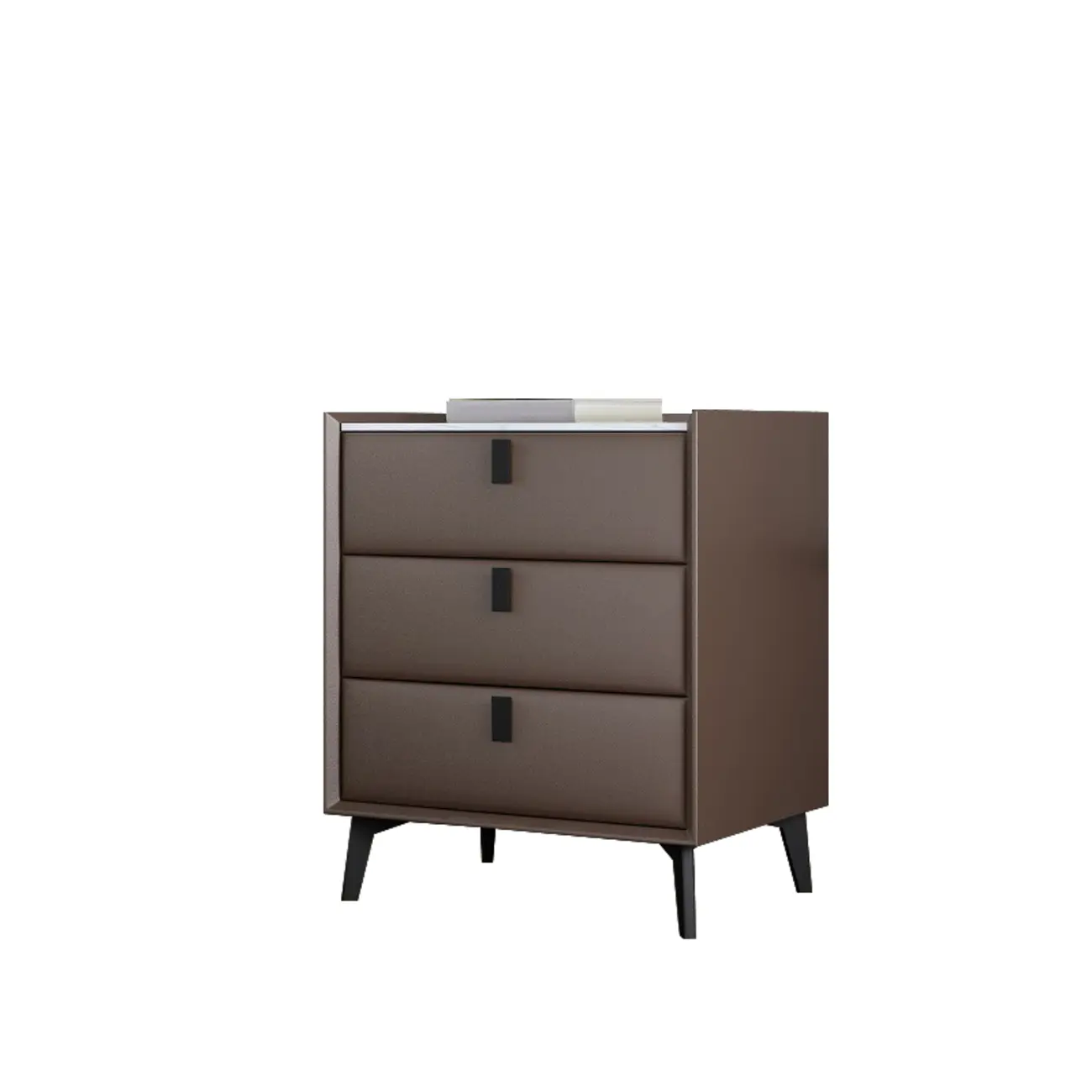 3 Tiers Modern Stone Top Leather Drawers Nightstand Image - 10 | homeyfad
