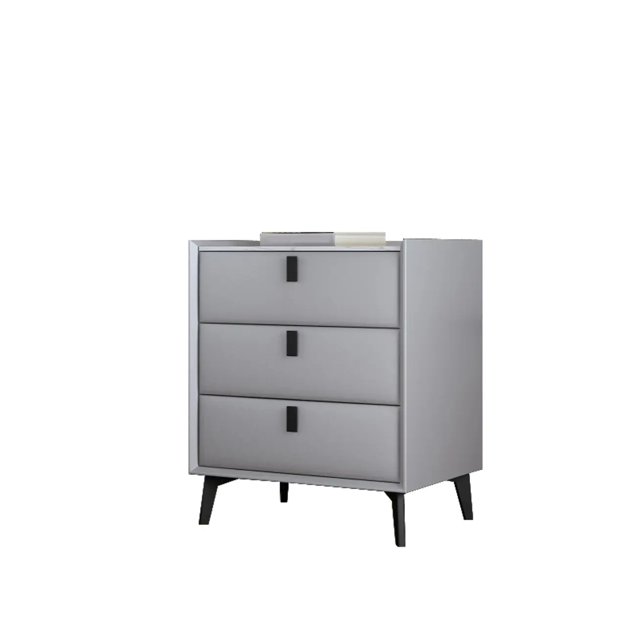3 Tiers Modern Stone Top Leather Drawers Nightstand Image - 12 | homeyfad