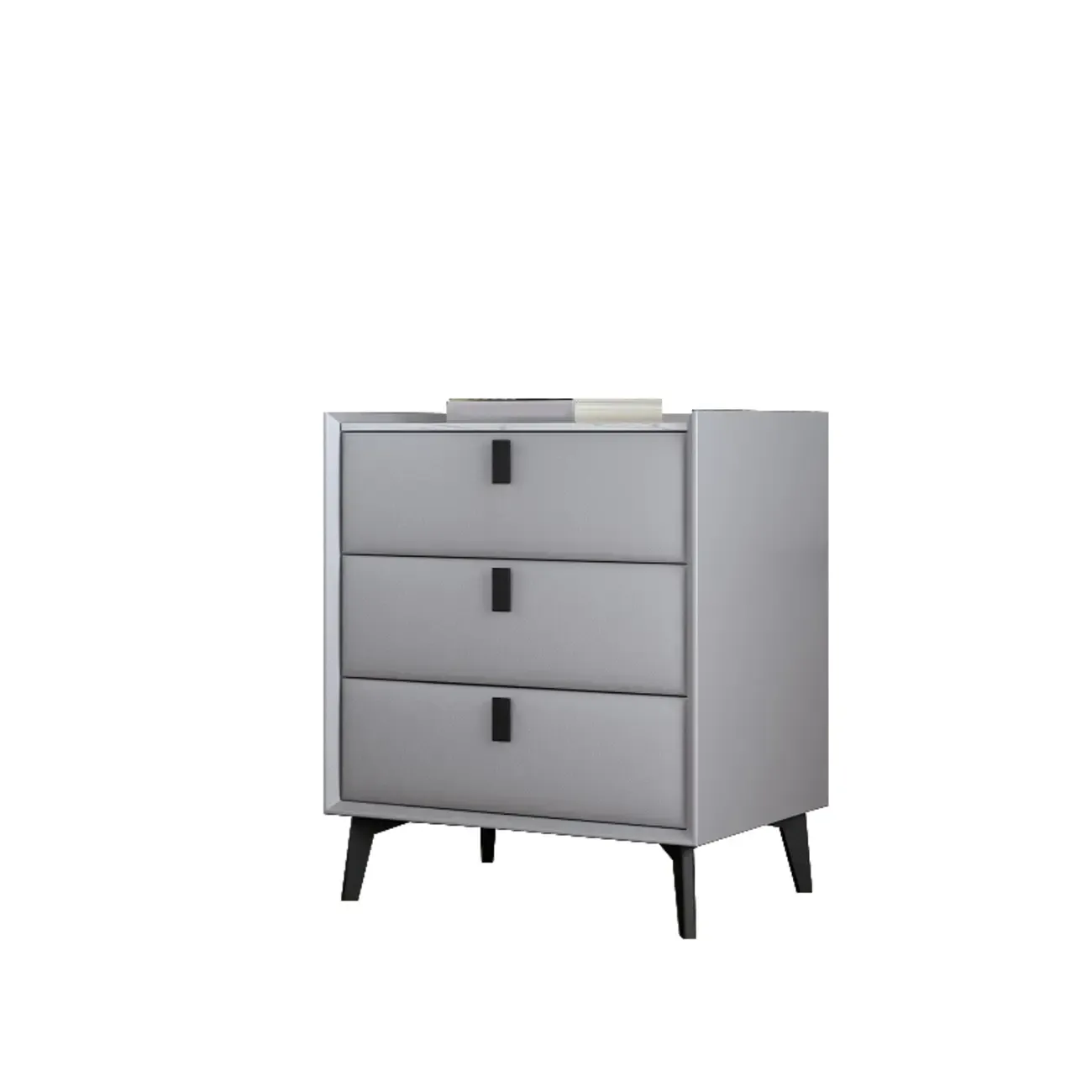 3 Tiers Modern Stone Top Leather Drawers Nightstand Image - 12