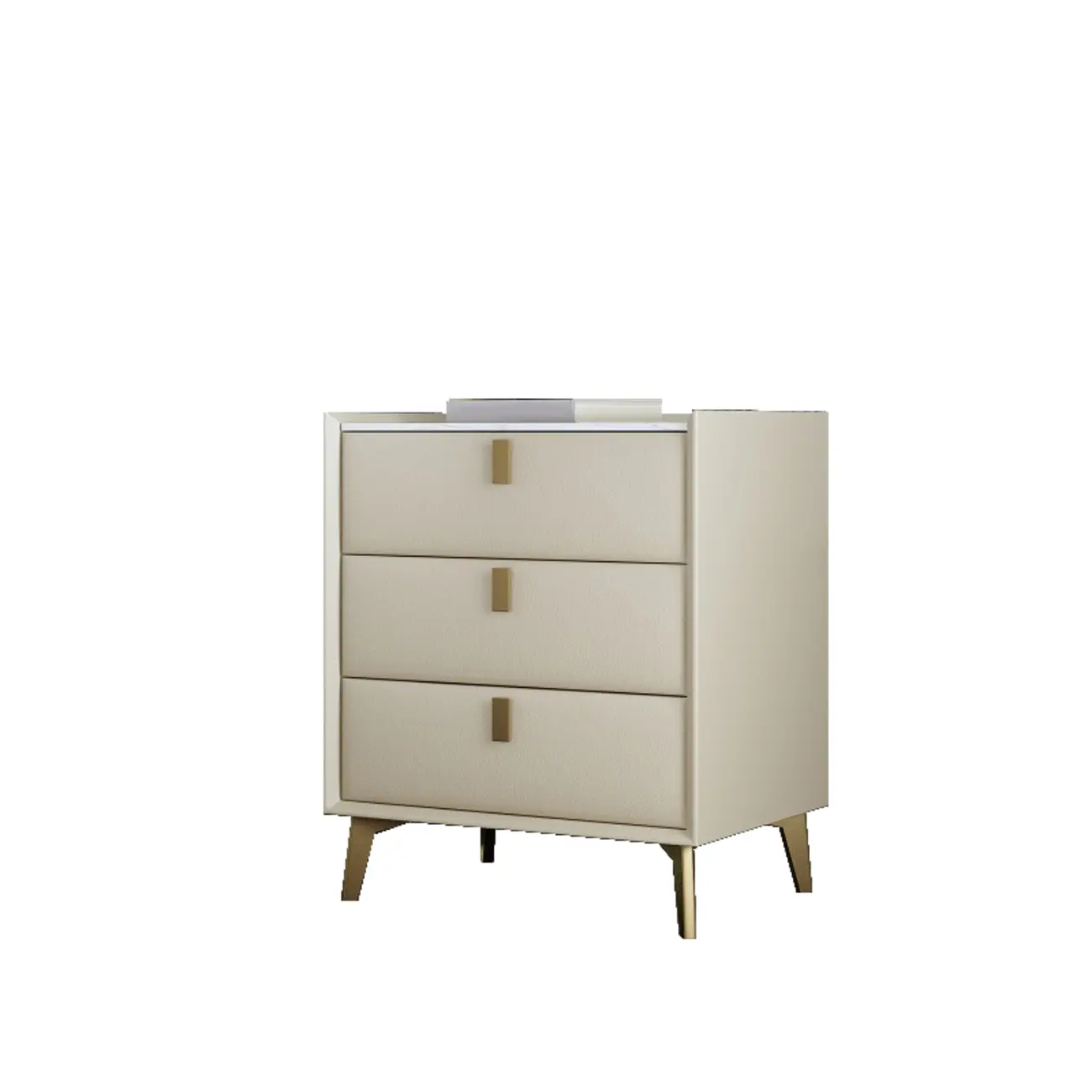 3 Tiers Modern Stone Top Leather Drawers Nightstand Image - 13 | homeyfad