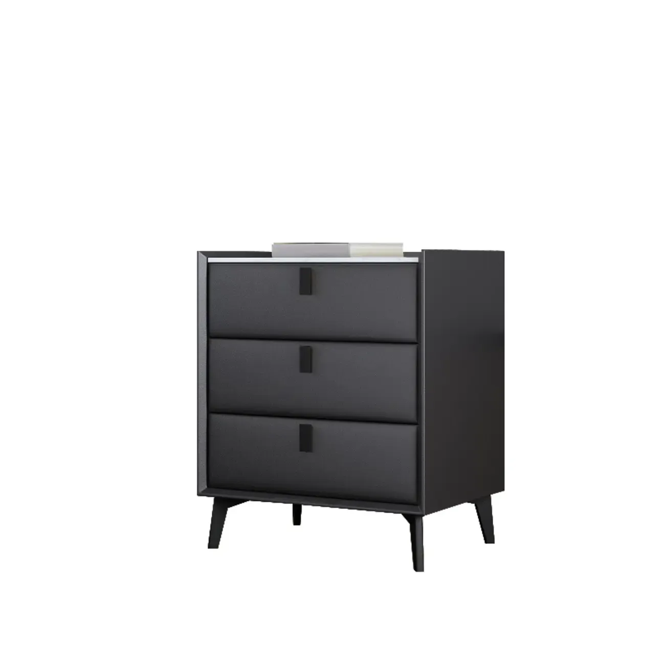 3 Tiers Modern Stone Top Leather Drawers Nightstand Image - 14