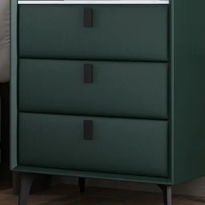 3 Tiers Modern Stone Top Leather Drawers Nightstand Image - 5