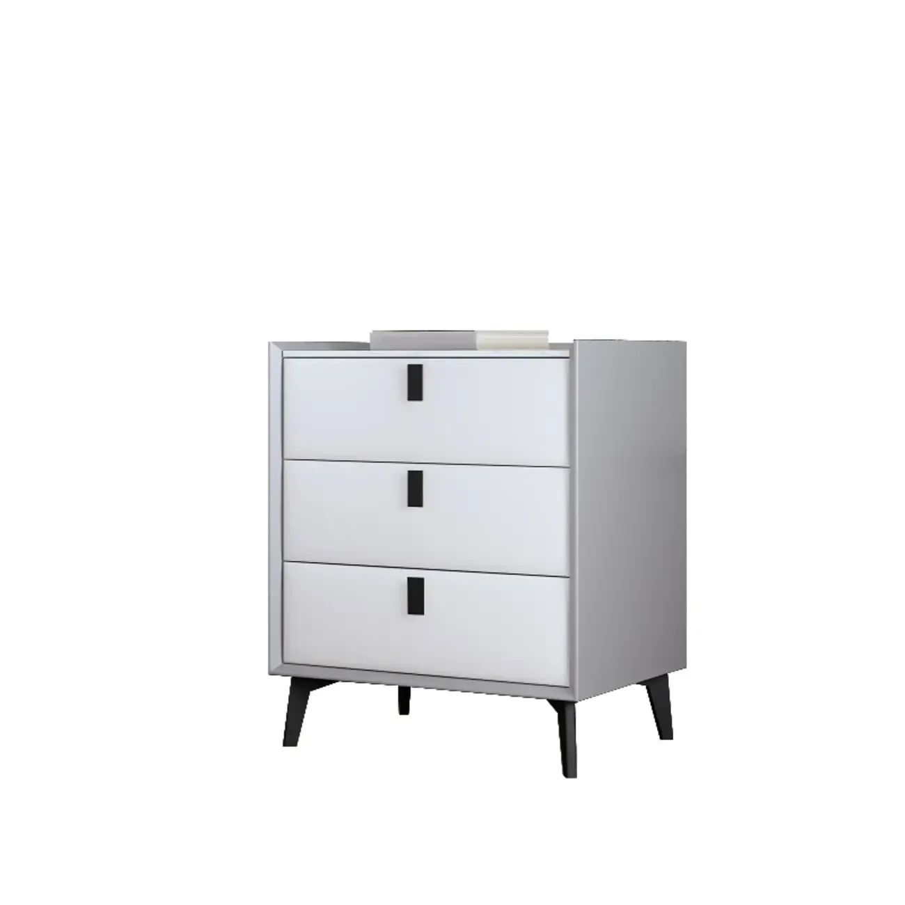 3 Tiers Modern Stone Top Leather Drawers Nightstand Image - 15