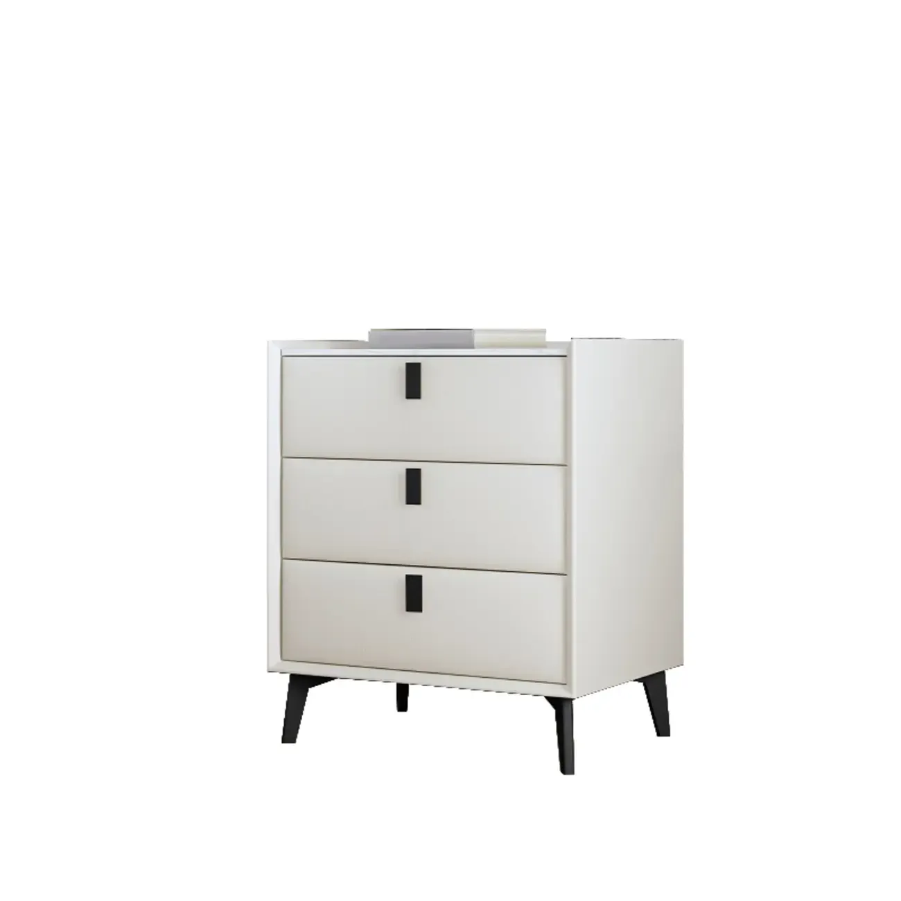 3 Tiers Modern Stone Top Leather Drawers Nightstand Image - 16