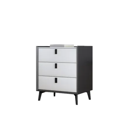 3 Tiers Modern Stone Top Leather Drawers Nightstand Image - 17