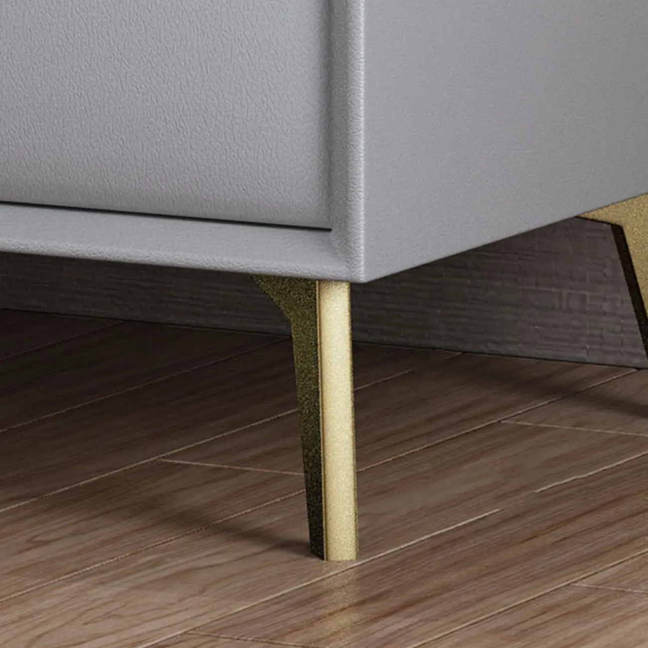 3 Tiers Modern Stone Top Leather Drawers Nightstand Image - 7 | homeyfad