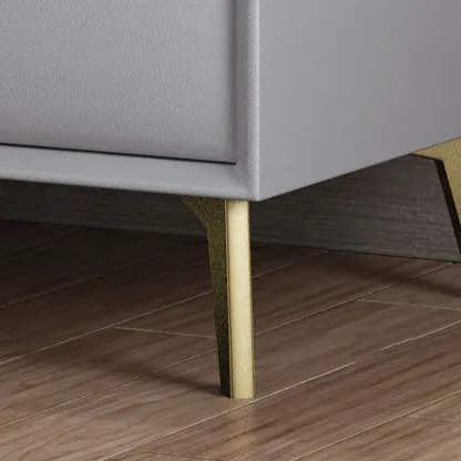 3 Tiers Modern Stone Top Leather Drawers Nightstand Image - 7