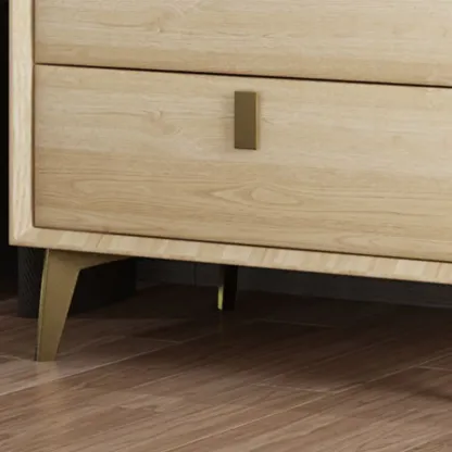 3 Tiers Modern Stone Top Leather Drawers Nightstand Image - 6