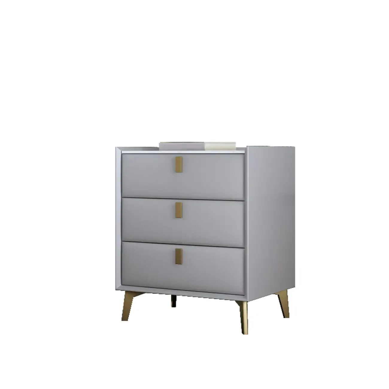 3 Tiers Modern Stone Top Leather Drawers Nightstand Image - 23