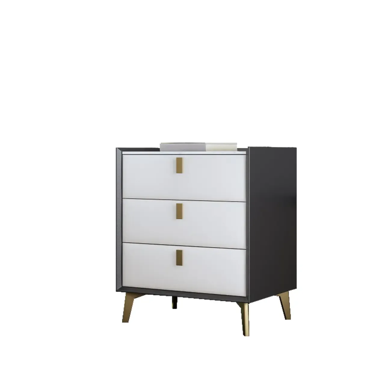 3 Tiers Modern Stone Top Leather Drawers Nightstand Image - 25