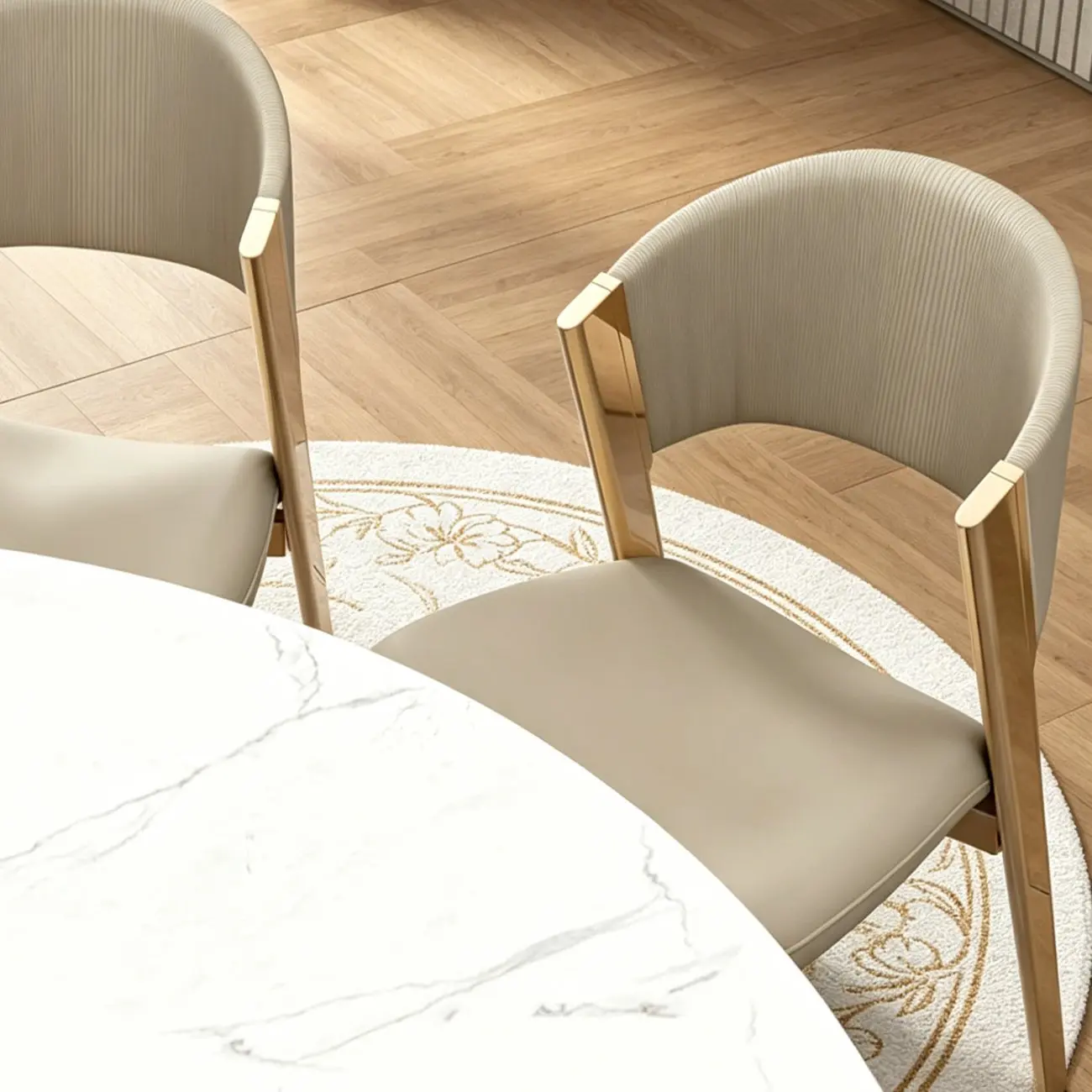 Glam Modern Low Back Faux Leather Dining Chair Image - 5 | homeyfad