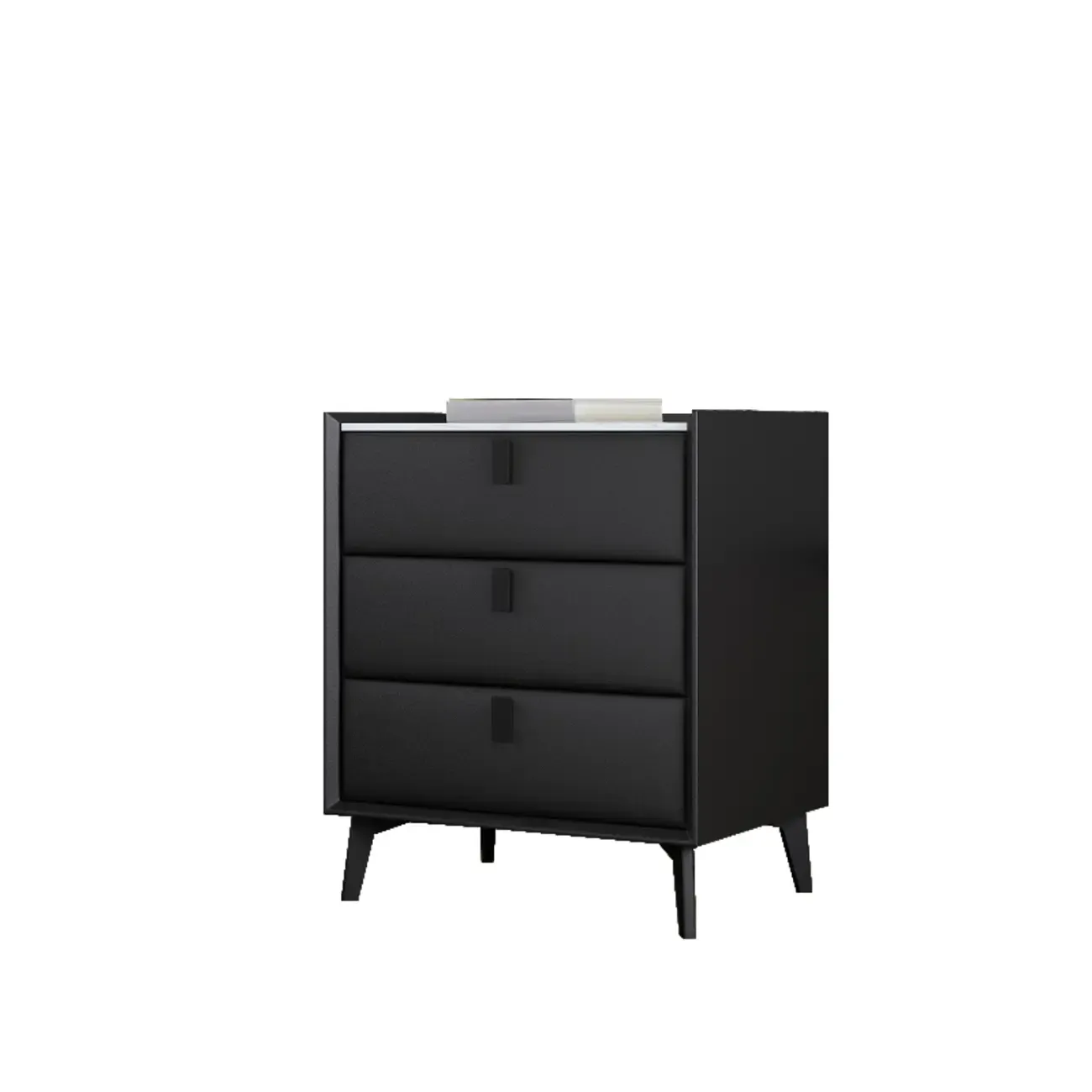3 Tiers Modern Stone Top Leather Drawers Nightstand Image - 29