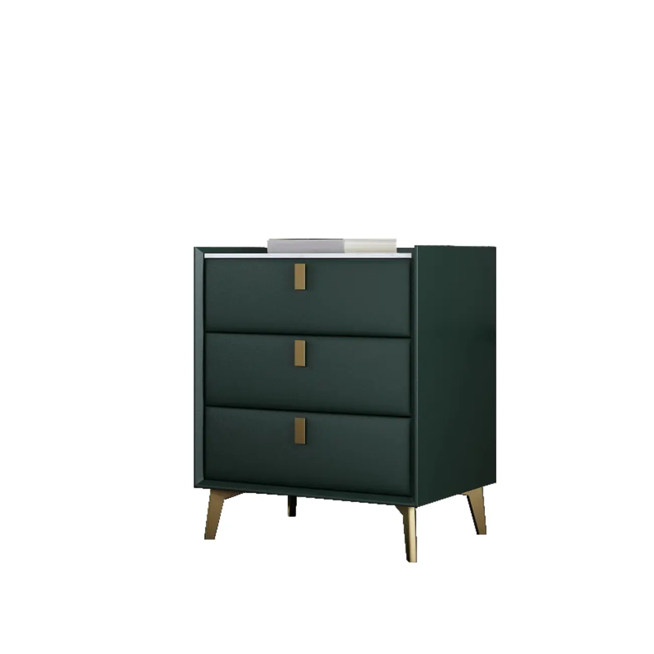 3 Tiers Modern Stone Top Leather Drawers Nightstand Image - 31 | homeyfad