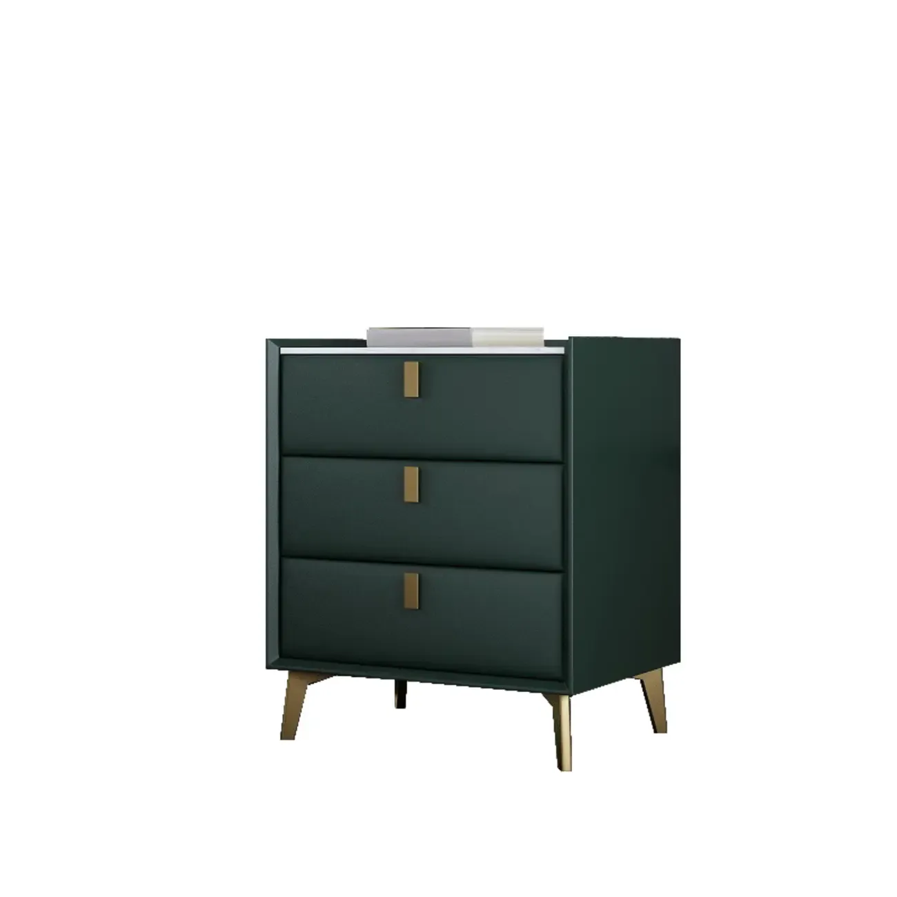 3 Tiers Modern Stone Top Leather Drawers Nightstand Image - 31
