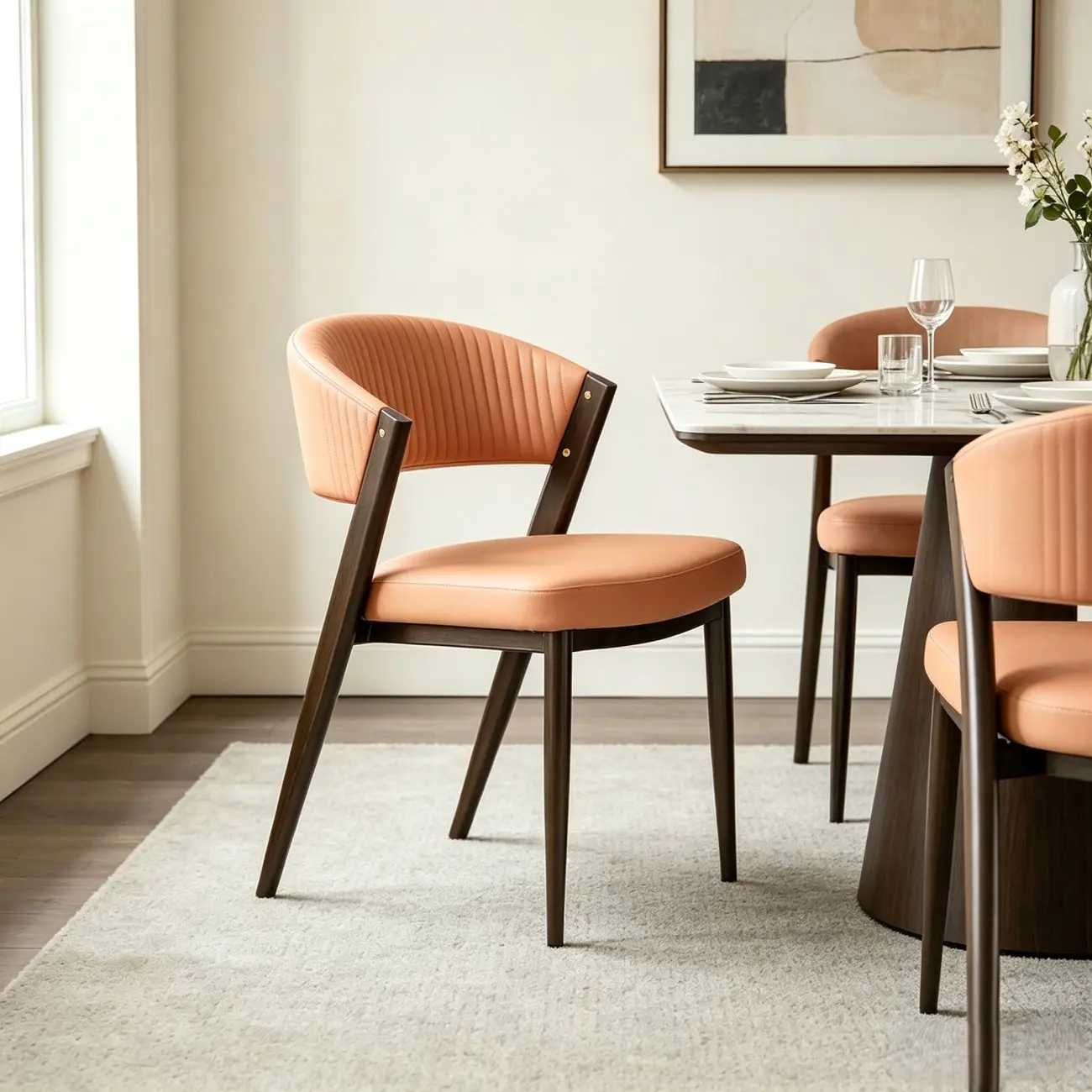 Glam Modern Low Back Faux Leather Dining Chair Image - 17 | homeyfad