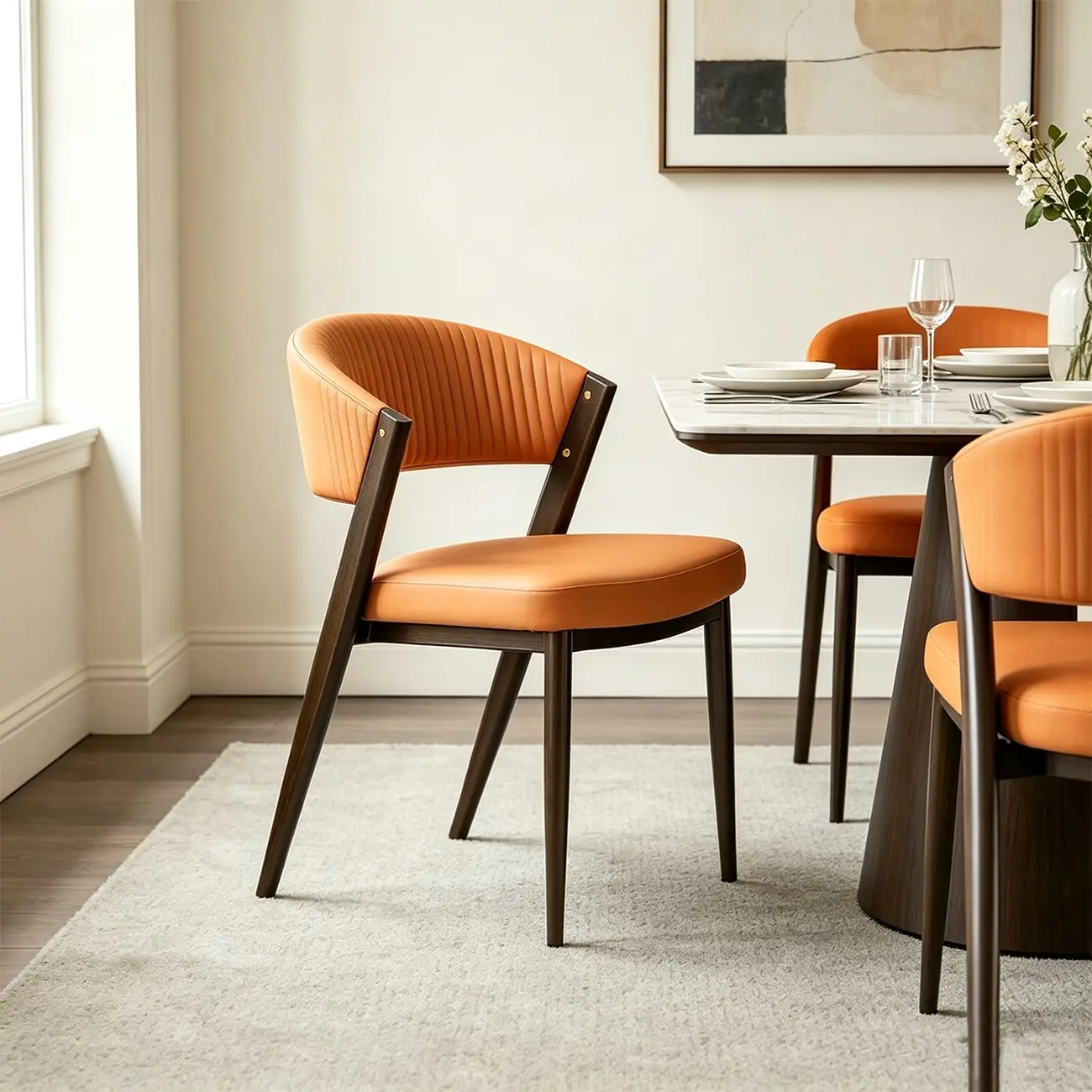 Glam Modern Low Back Faux Leather Dining Chair Image - 18 | homeyfad
