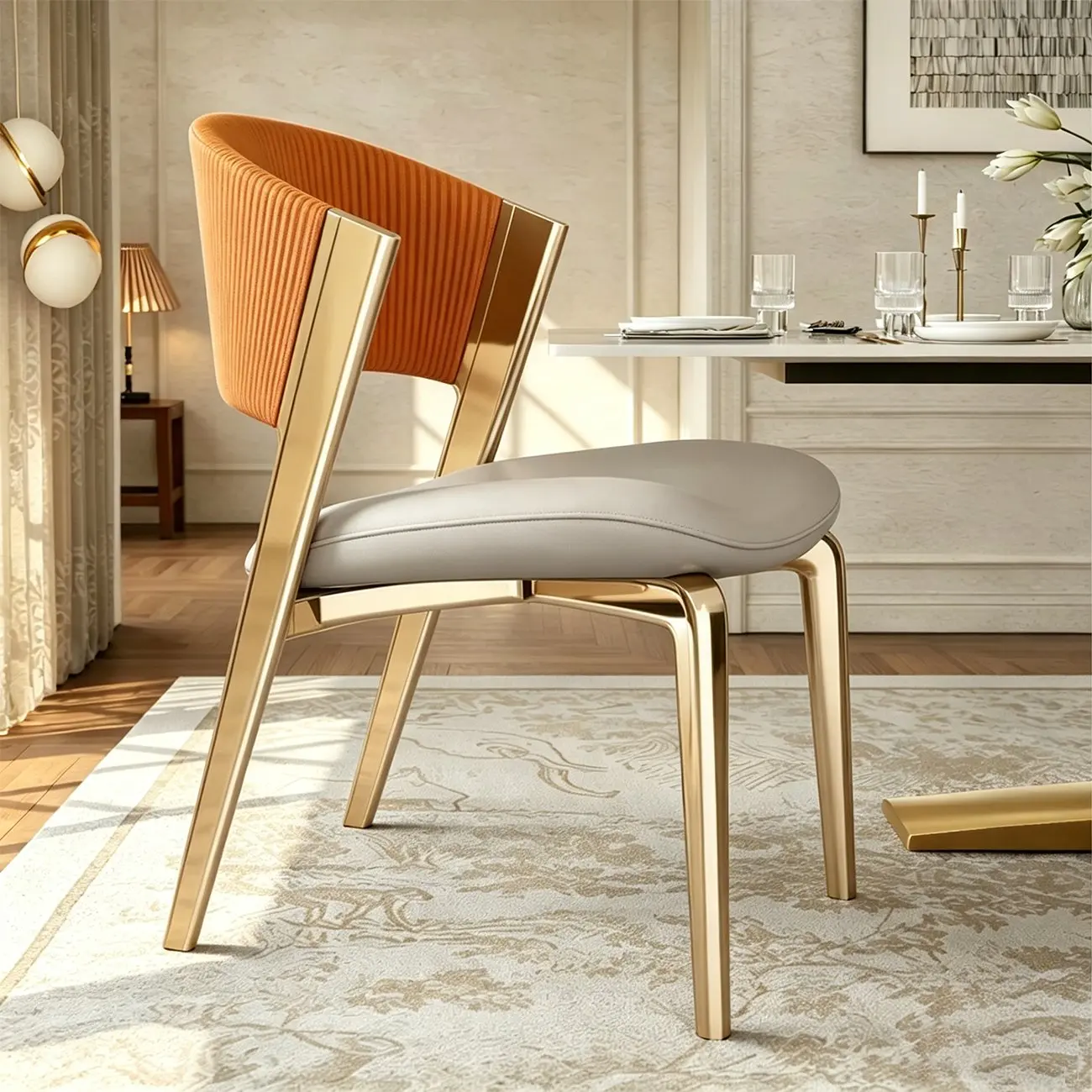 Glam Modern Low Back Faux Leather Dining Chair Image - 11 | homeyfad