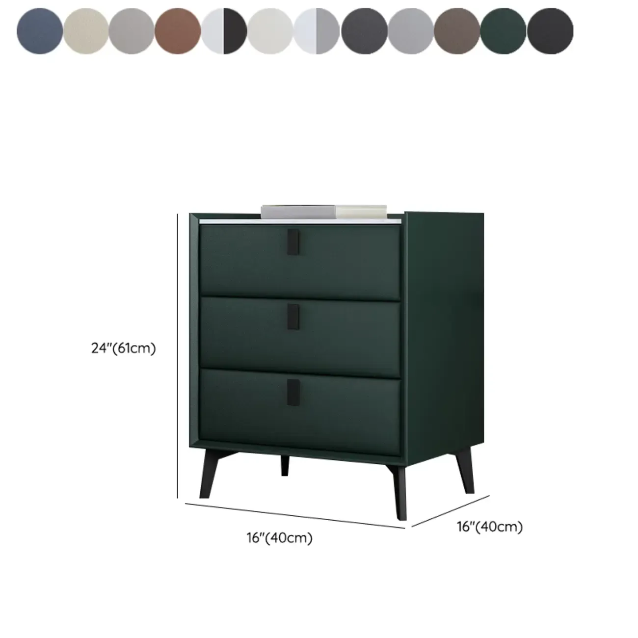 3 Tiers Modern Stone Top Leather Drawers Nightstand Image - 39