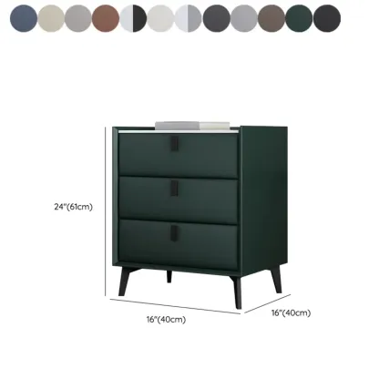 3 Tiers Modern Stone Top Leather Drawers Nightstand Image - 39