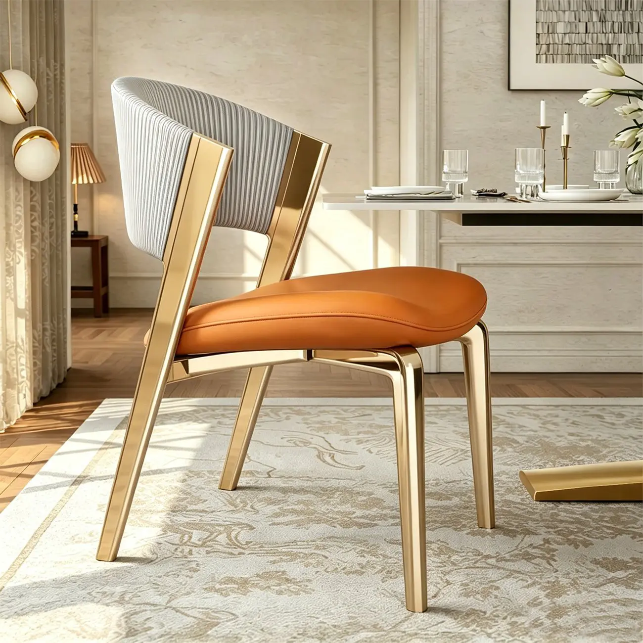 Glam Modern Low Back Faux Leather Dining Chair Image - 12 | homeyfad