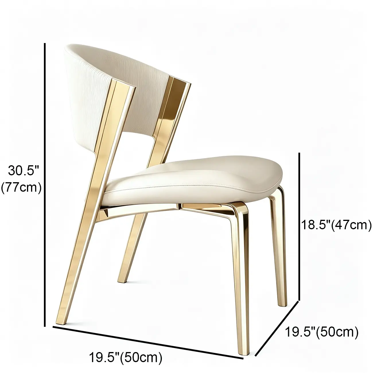 Glam Modern Low Back Faux Leather Dining Chair #size | homeyfad