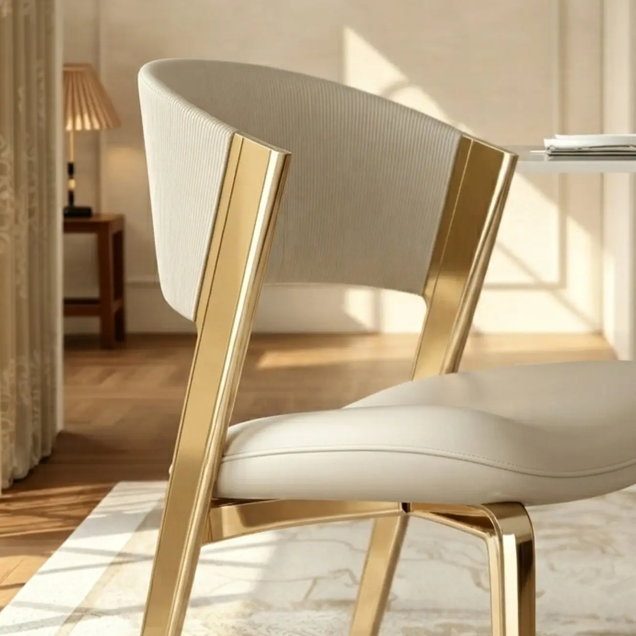 Glam Modern Low Back Faux Leather Dining Chair Image - 3 | homeyfad
