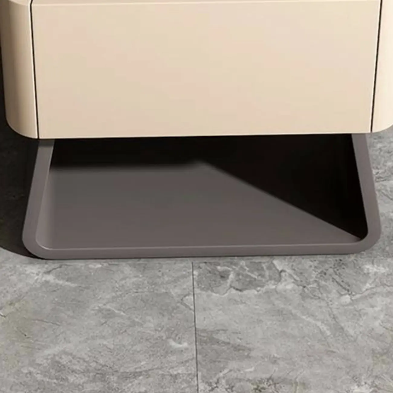 Modern Milky Gray/ White Low Wooden Drawer Nightstand Image - 12 | homeyfad