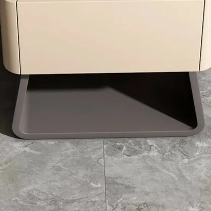 Modern Milky Gray/ White Low Wooden Drawer Nightstand Image - 12