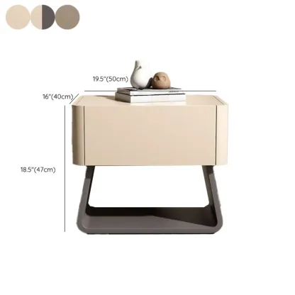 Modern Milky Gray/ White Low Wooden Drawer Nightstand #size