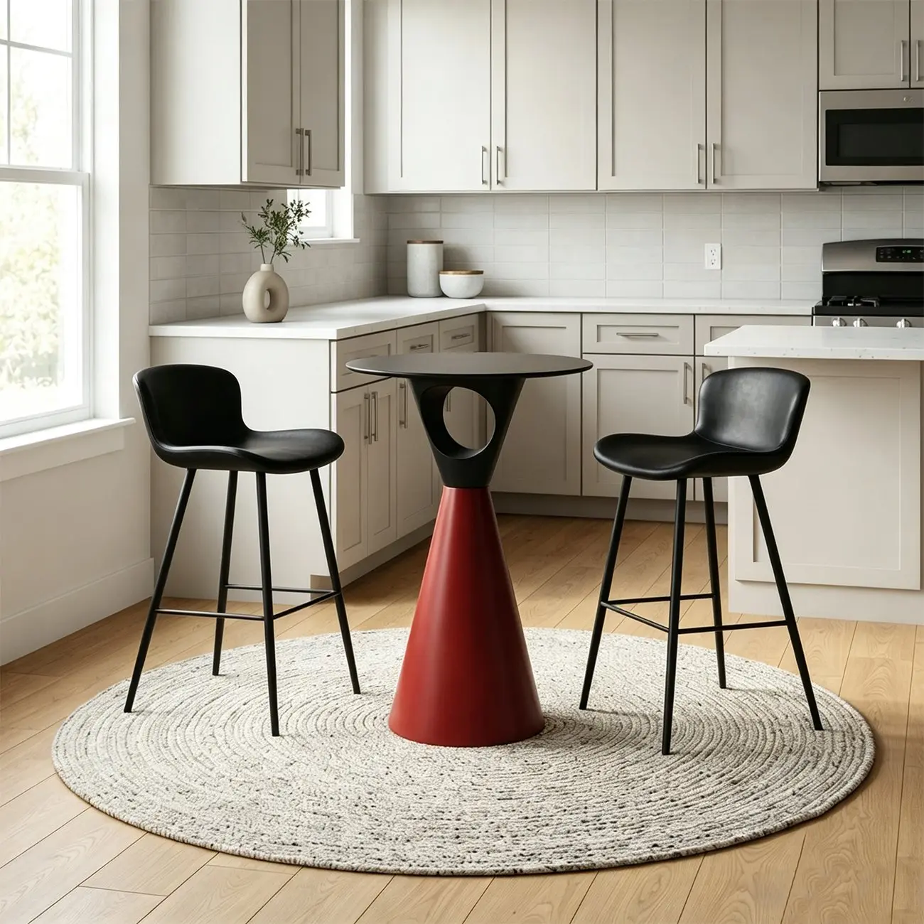 41.3" Modern Minimalist Round Metal Pedestal Bar Height Table Image - 4 | homeyfad