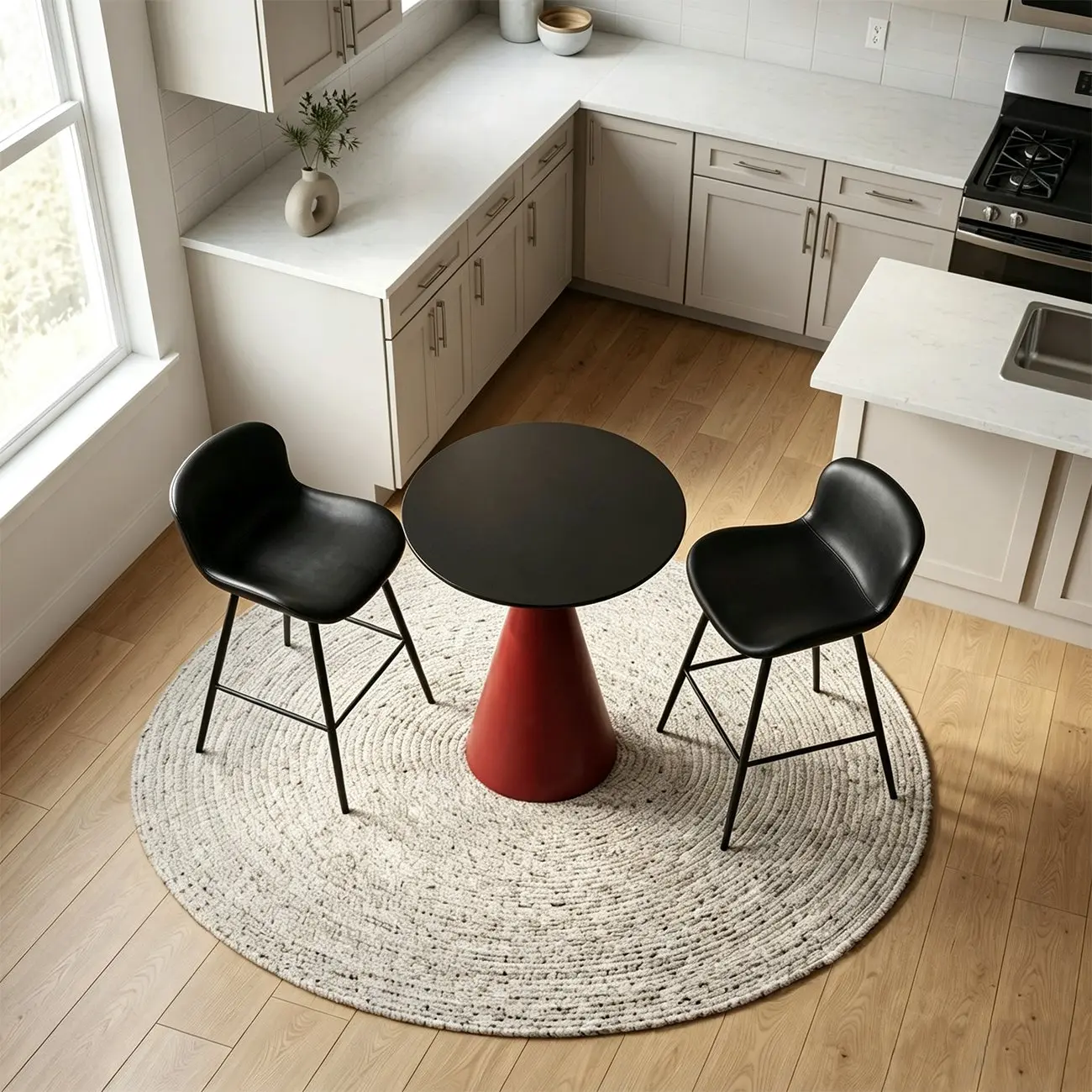 41.3" Modern Minimalist Round Metal Pedestal Bar Height Table Image - 2 | homeyfad