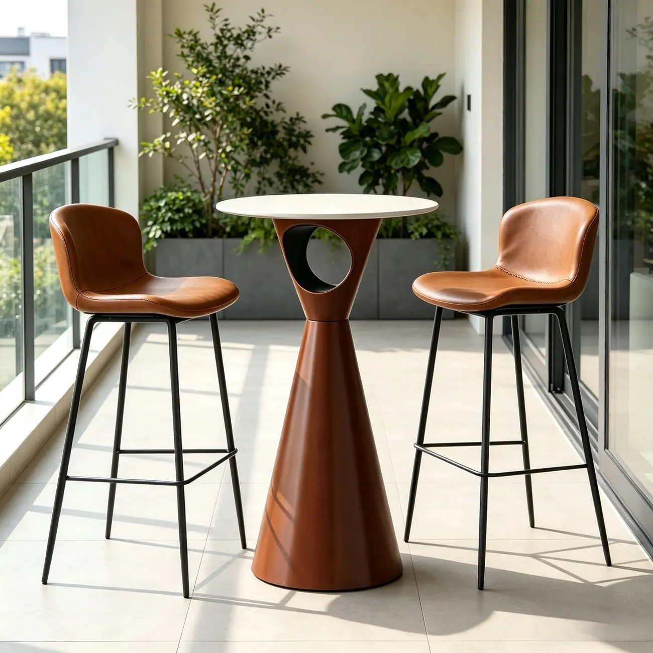 41.3" Modern Minimalist Round Metal Pedestal Bar Height Table Image - 7 | homeyfad
