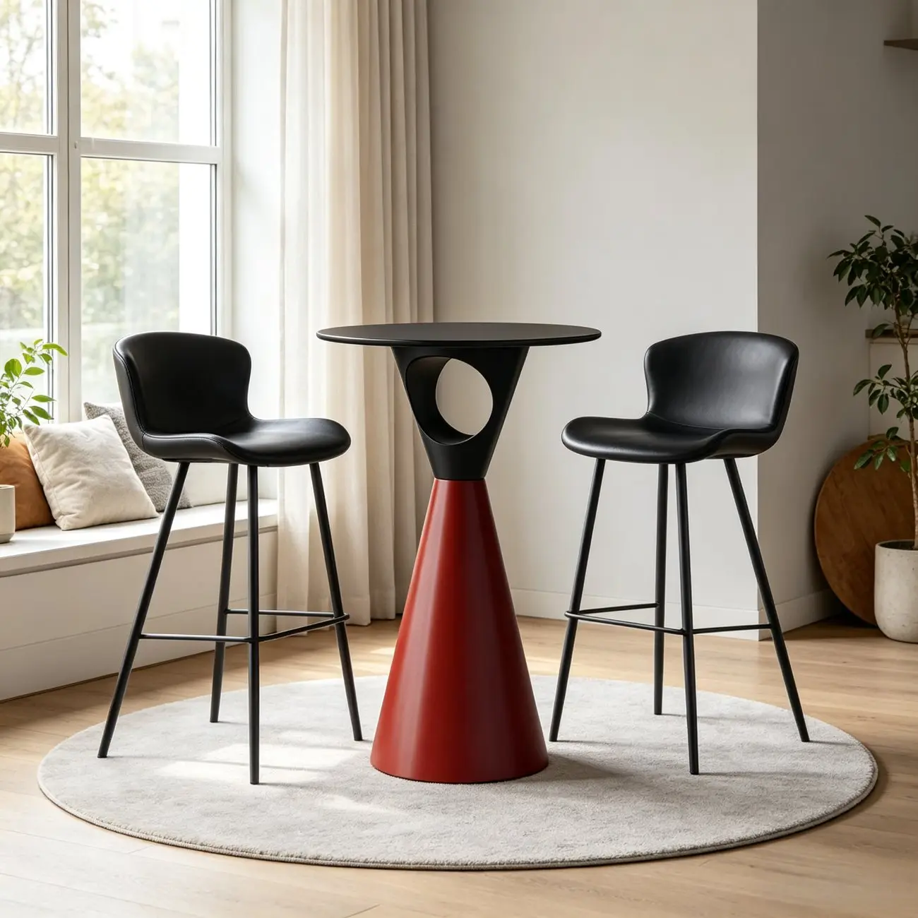 41.3" Modern Minimalist Round Metal Pedestal Bar Height Table Image - 8 | homeyfad