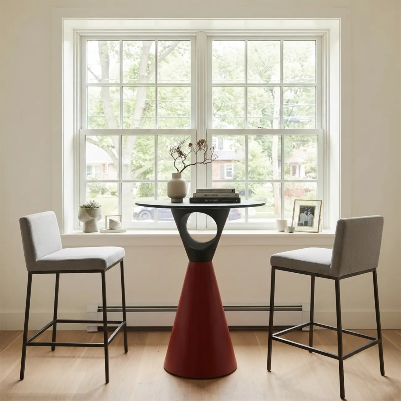 41.3" Modern Minimalist Round Metal Pedestal Bar Height Table Image - 3 | homeyfad