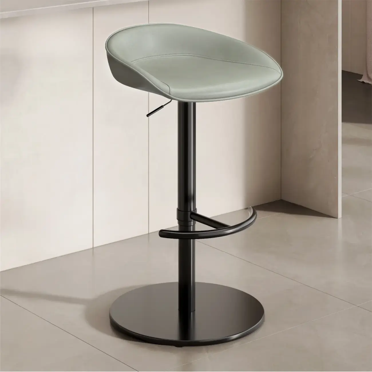 Industrial Modern Pedestal Leather Bar Stools Image - 15 | homeyfad