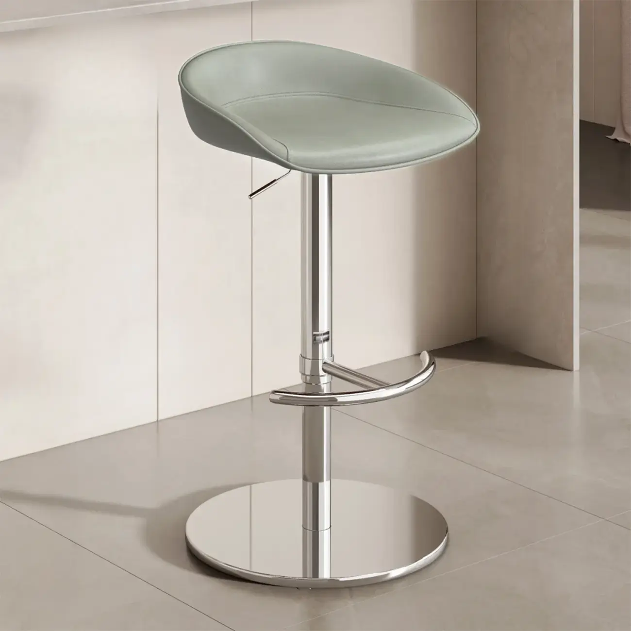 Industrial Modern Pedestal Leather Bar Stools Image - 8 | homeyfad