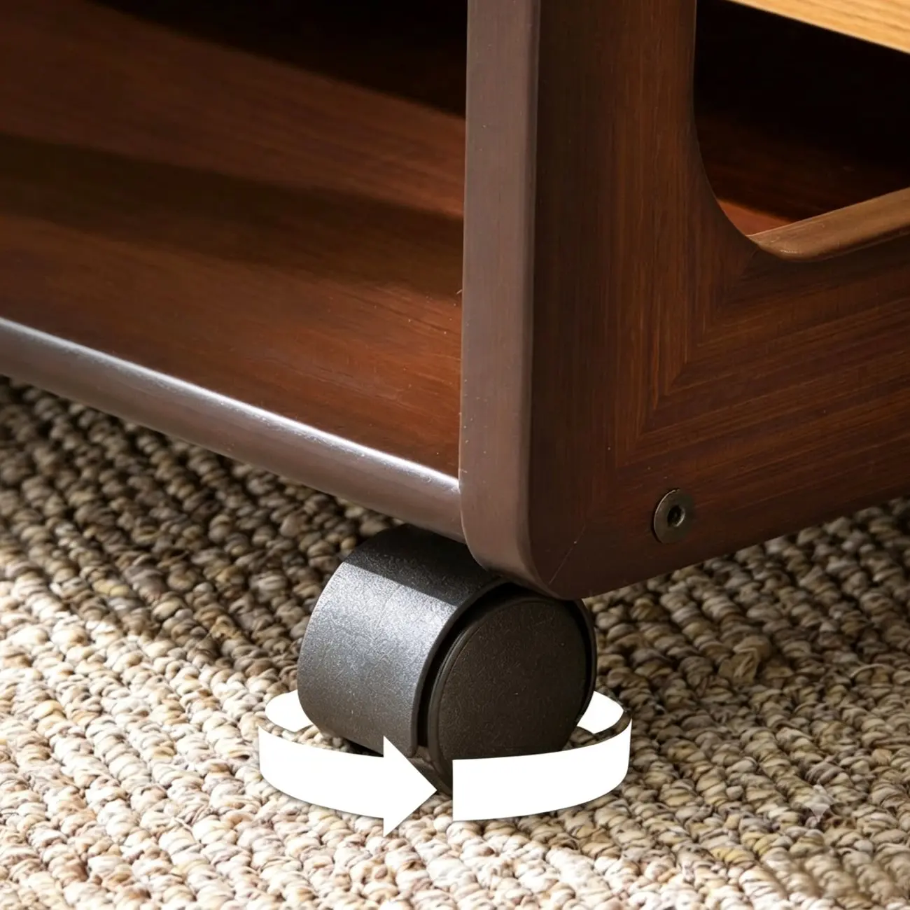 Modern Rolling Bamboo C-Shaped Side Table with Drawer Image - 7 | homeyfad