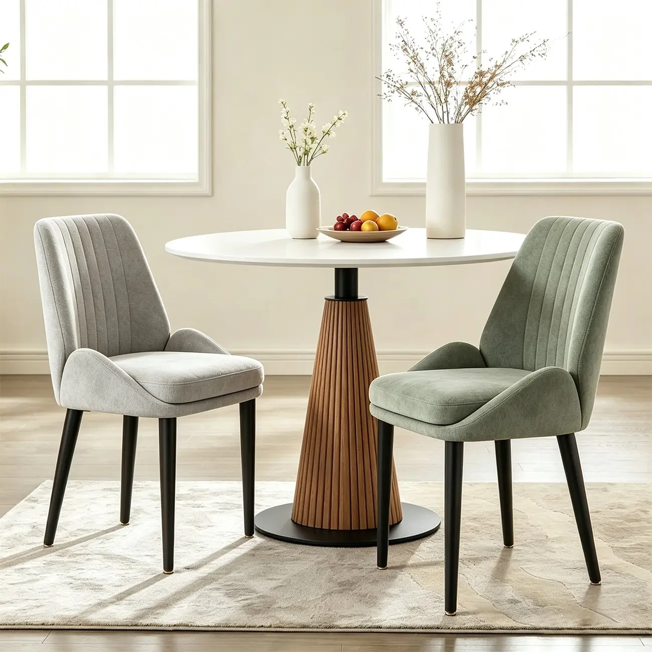Contemporary Mid-back Chenille Fabric Upholstered Dining Chairs Image - 1 | homeyfad